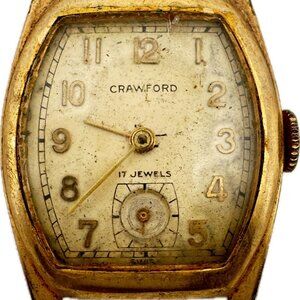Vintage 25.5mm Crawford Men's Mechanical Wristwatch Swiss 10k RGP Art Deco